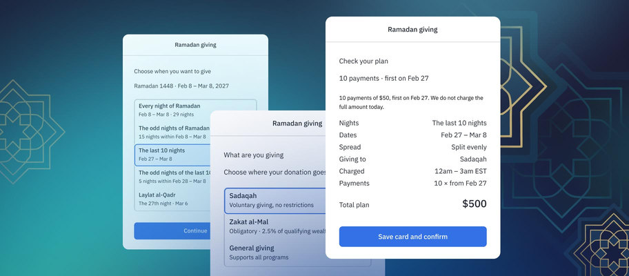 Advanced Ramadan Giving interface